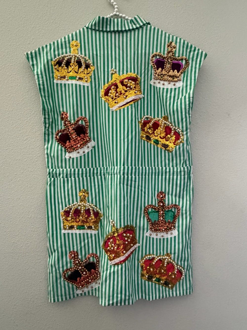 BRAND NEW • QUEEN OF SPARKLES • QOS • STRIPED CROWN DRESS • SMALL - Picture 2 of 2